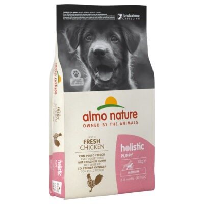 2x12 kg Almo Holistic Medium Puppy kutyatáp - Csirke & rizs - Kisállat kiegészítők webáruház - állateledelek