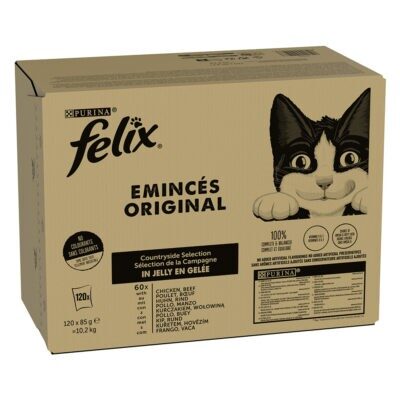 120x85g Felix Classic tasakos marha & csirke nedves macskatáp - Kisállat kiegészítők webáruház - állateledelek