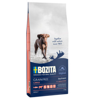 12kg Bozita Grain Free Lazac & Beef for Large Dogs Száraz kutyatáp nagytestű kutyák számára - Kisállat kiegészítők webáruház - állateledelek