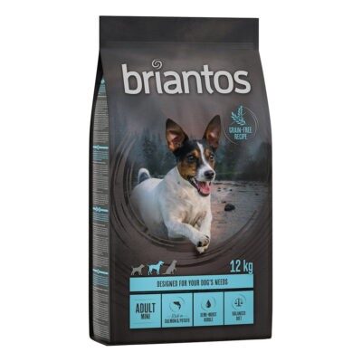 2x12kg Briantos gabonamentes száraz kutyatáp- Adult Mini lazac & burgonya - Kisállat kiegészítők webáruház - állateledelek