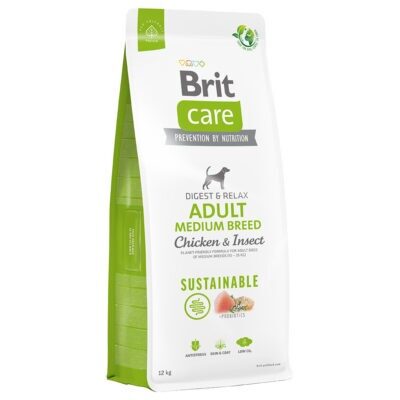 2x12kg Brit Care Dog Sustainable Adult Medium Breed Chicken & Insect száraz kutyatáp - Kisállat kiegészítők webáruház - állateledelek