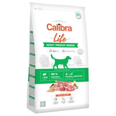 12kg Calibra Life Adult Medium Breed bárány száraz kutyatáp - Kisállat kiegészítők webáruház - állateledelek