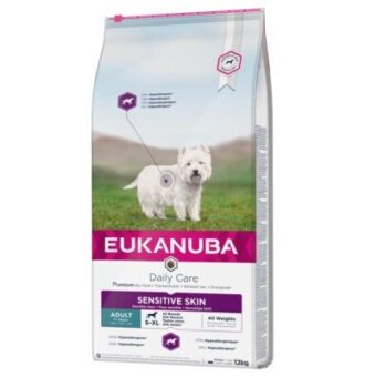 2x12kg Eukanuba Daily Care Adult Sensitive Skin száraz kutyatáp - Kisállat kiegészítők webáruház - állateledelek