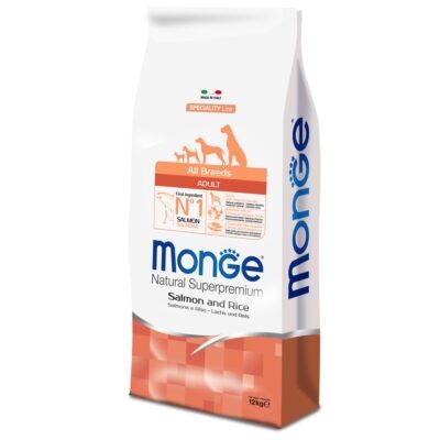 12kg Monge Natural Superpremium lazac & rizs száraz kutyatáp - Kisállat kiegészítők webáruház - állateledelek