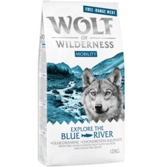12kg Wolf of Wilderness "Explore The Blue River" Mobility - szabad tartású csirke & lazac száraz kutyatáp - Kisállat kiegészítők webáruház - állateledelek