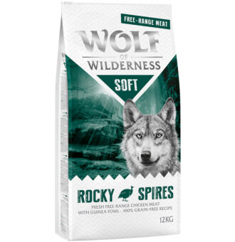 2x12kg Wolf of Wilderness - Adult"Soft - Rocky Spires" - szabad tartású csirke & gyöngytyúk száraz kutyatáp - Kisállat kiegészítők webáruház - állateledelek