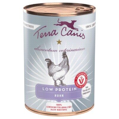 6x 400g Terra Canis Alimentum Veterinarium Alacsony fehérjetartalmú csirke nedves kutyatáp - Kisállat kiegészítők webáruház - állateledelek
