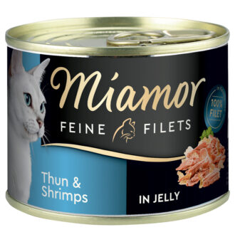 12x185g Miamor finom filék tonhal & garnélarák nedves macskaeledel - Kisállat kiegészítők webáruház - állateledelek