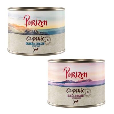 12x200g Purizon Organic nedves kutyatáp- Vegyes csomag: 6 x kacsa & csirke