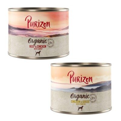 12x200g Purizon Organic nedves kutyatáp- Vegyes csomag:  6x csirke & liba