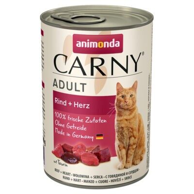 12x400g Animonda Carny Adult nedves macskatáp- Marha & szív - Kisállat kiegészítők webáruház - állateledelek
