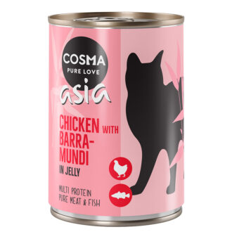 12x400g Cosma Thai aszpikos nedves macskatáp- Csirke & óriás ausztrál sügér - Kisállat kiegészítők webáruház - állateledelek