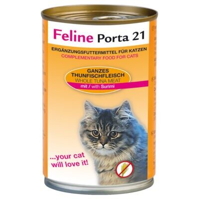6x400g Feline Porta 21 tonhal & surimi gabonamentes nedves macskatáp - Kisállat kiegészítők webáruház - állateledelek