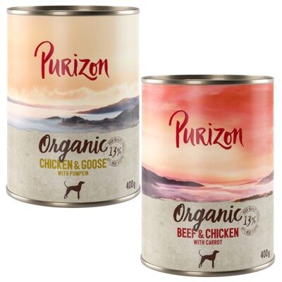12x400g Purizon Organic nedves kutyatáp- Vegyes csomag: 6 x csirke & liba