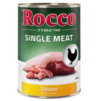 12x400g Rocco Single Meat Csirke nedves kutyatáp - Kisállat kiegészítők webáruház - állateledelek