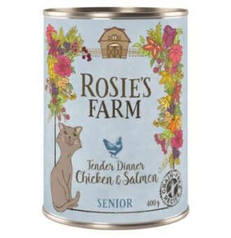 12x400g Rosie's Farm Senior Csirke & lazac nedves macskatáp - Kisállat kiegészítők webáruház - állateledelek