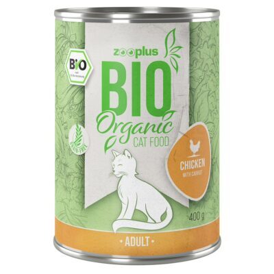 12x400g zooplus Bio konzerv nedves macskatáp- Bio csirke & bio sárgarépa - Kisállat kiegészítők webáruház - állateledelek