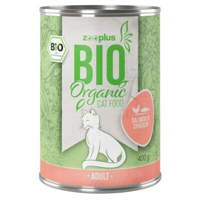 12x400g zooplus Bio konzerv nedves macskatáp- Bio lazac & bio csirke - Kisállat kiegészítők webáruház - állateledelek