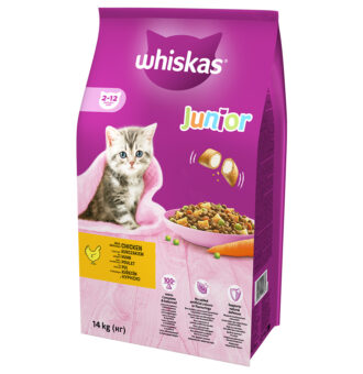 2x14kg Whiskas Junior csirke száraz macskatáp - Kisállat kiegészítők webáruház - állateledelek