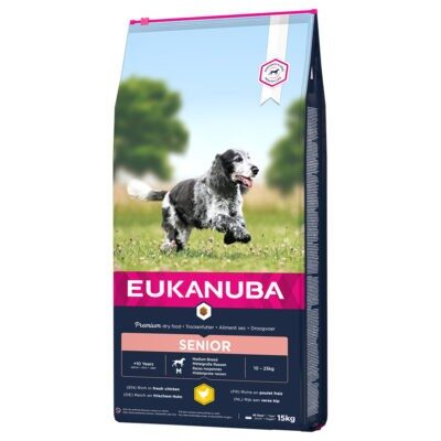 2x15kg Eukanuba Caring Senior Medium Breed csirke száraz kutyatáp - Kisállat kiegészítők webáruház - állateledelek