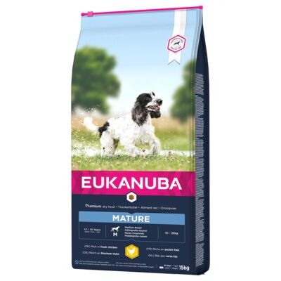 2x15kg Eukanuba Mature & Senior Medium Breed csirke száraz kutyatáp - Kisállat kiegészítők webáruház - állateledelek
