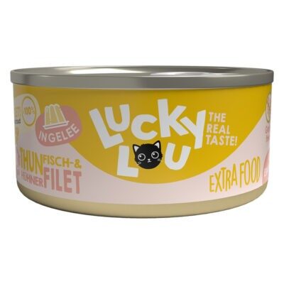 36x70g Lucky Lou Extrafood Tonhal & csirke aszpikban nedves macskatáp - Kisállat kiegészítők webáruház - állateledelek