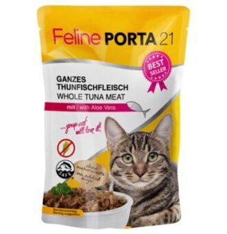20x100g Feline Porta 21 tonhal & aloe vera nedves macskatáp - Kisállat kiegészítők webáruház - állateledelek
