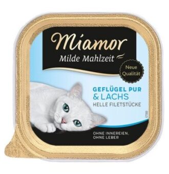 24x100g Miamor Milde Mahlzeit szárnyas pur & lazac nedves macskatáp - Kisállat kiegészítők webáruház - állateledelek