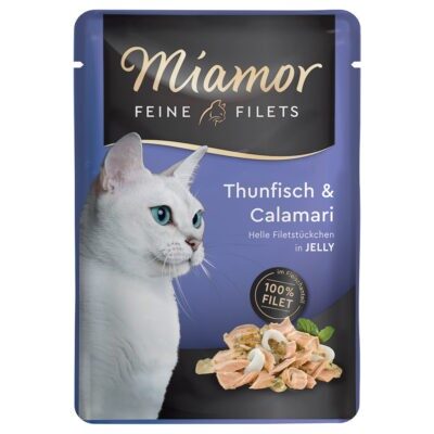 24x100g Miamor finom filék aszpikban tonhal & tintahal nedves macskatáp - Kisállat kiegészítők webáruház - állateledelek
