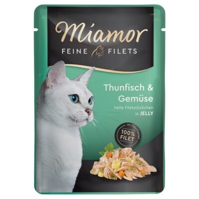 24x100g Miamor finom filék aszpikban tonhal & zöldség nedves macskatáp - Kisállat kiegészítők webáruház - állateledelek