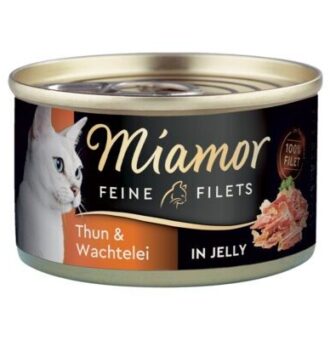 24x100g Miamor finom filék tonhal & fürjtojás aszpikban táplálékkiegészítő macskaeledel   - Kisállat kiegészítők webáruház - állateledelek