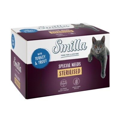 24x100g Smilla Sterilised Pulyka & pisztráng nedves macskatáp - Kisállat kiegészítők webáruház - állateledelek