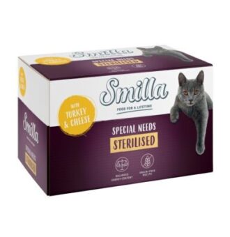 24x100g Smilla Sterilised Pulyka & sajt nedves macskatáp - Kisállat kiegészítők webáruház - állateledelek