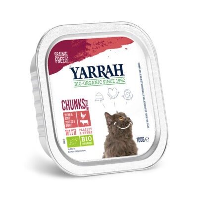 24x100g Yarrah Bio nedves macskatáp- Falatkák: bio csirke