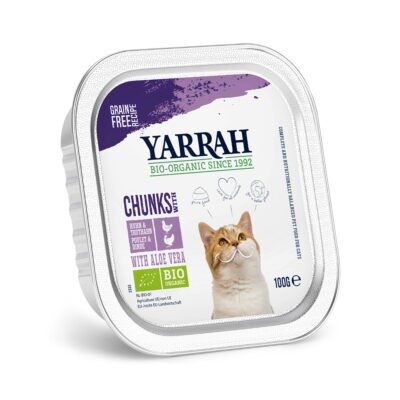 24x100g Yarrah Bio nedves macskatáp- Falatkák: bio csirke