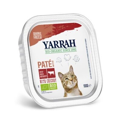 24x100g Yarrah Bio nedves macskatáp- Pástétom: bio marha & bio cikória - Kisállat kiegészítők webáruház - állateledelek