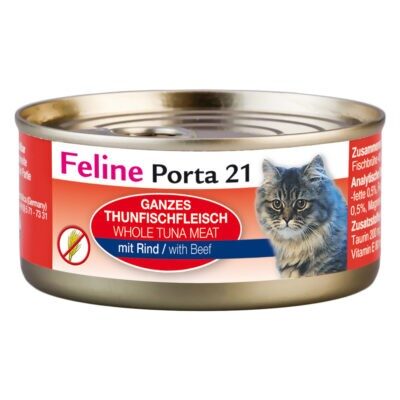 24x156g Feline Porta 21 tonhal & marha nedves macskatáp - Kisállat kiegészítők webáruház - állateledelek