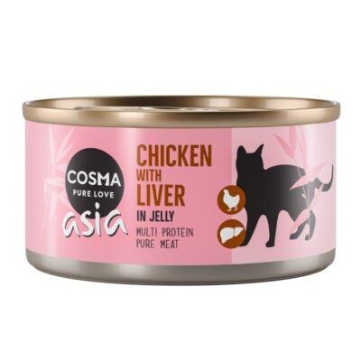24x170g Cosma Asia aszpikban nedves macskatáp- Csirke & csirkemáj - Kisállat kiegészítők webáruház - állateledelek