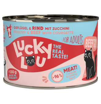 24x200g Lucky Lou Adult Szárnyas & marha nedves macskatáp - Kisállat kiegészítők webáruház - állateledelek