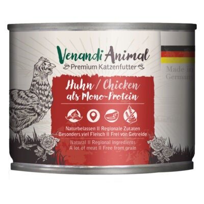 24x200g Venandi Animal Monoprotein csirke nedves macskatáp - Kisállat kiegészítők webáruház - állateledelek