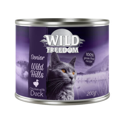 12x200g Wild Freedom Senior Wild Hills kacsa & csirke nedves macskatáp - Kisállat kiegészítők webáruház - állateledelek