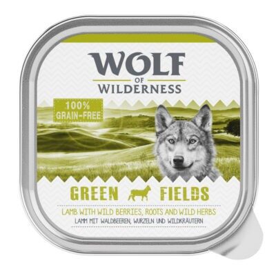 24x300g Wolf of Wilderness Adult nedves kutyatáp-Green Fields - bárány - Kisállat kiegészítők webáruház - állateledelek