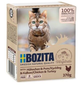 24x370g Bozita falatoknedves macskatáp- Csirke & pulyka szószban - Kisállat kiegészítők webáruház - állateledelek