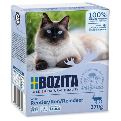 24x370g Bozita falatoknedves macskatáp- Rénszarvas szószban- Rénszarvas szószban - Kisállat kiegészítők webáruház - állateledelek