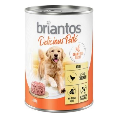 24x400g Briantos Delicious Paté Csirke nedves kutyatáp - Kisállat kiegészítők webáruház - állateledelek