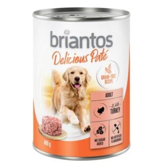 24x400g Briantos Delicious Paté Hal & borsó nedves kutyatáp - Kisállat kiegészítők webáruház - állateledelek