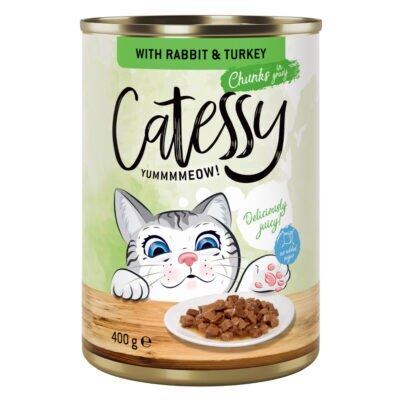 24x400g Catessy falatok nedves macskatáp- Nyúl & pulyka szószban - Kisállat kiegészítők webáruház - állateledelek