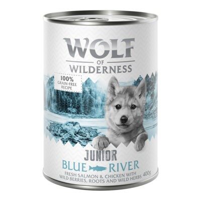 24x400g Little Wolf of Wilderness Blue River Junior kutyatáp - Csirke & lazac - Kisállat kiegészítők webáruház - állateledelek