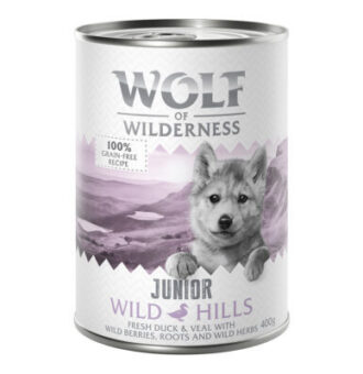 24x400g Little Wolf of Wilderness-Wild Hills Junior kutyatáp - Kacsa & borjú - Kisállat kiegészítők webáruház - állateledelek