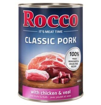 24x400g Rocco Classic Pork Csirke & borjú nedves kutyatáp - Kisállat kiegészítők webáruház - állateledelek